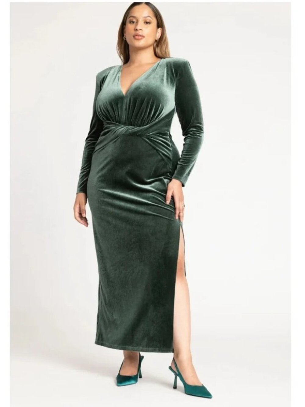 ELOQUII Lush Green Velvet Maxi - Christmas in June!